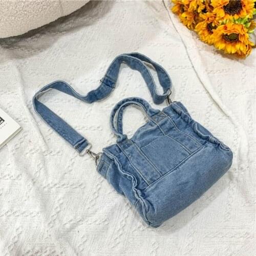 Retro Travel Denim Shoulder Handbag with Adjustable Strap Cross Body Womens Jeans Bag Pouch Retro Travel Zipper Closure