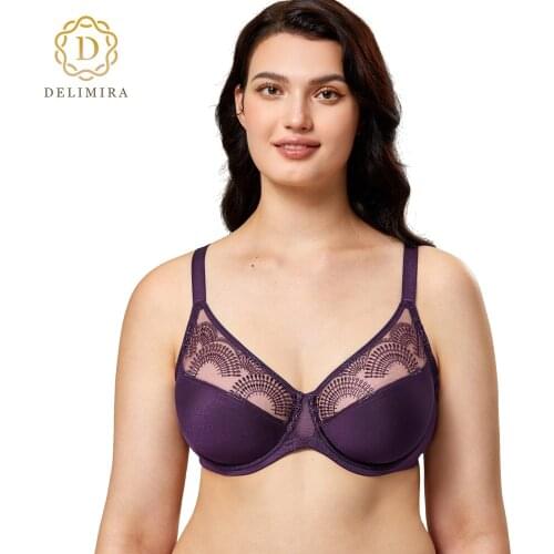 Womens Lace Bra Plus Size Unlined Underwire Full Coverage