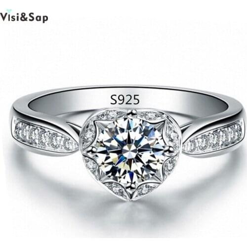 Eleple Romantic Heart wedding Rings For Women engagement ring gifts fashion jewelry White Gold color accessories jewelry VSR107