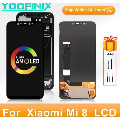 "6.21" Super AMOLED For Xiaomi Mi 8 Display LCD Touch Screen Digitizer Display Replacement Parts For M1803E1A Mi 8 LCD