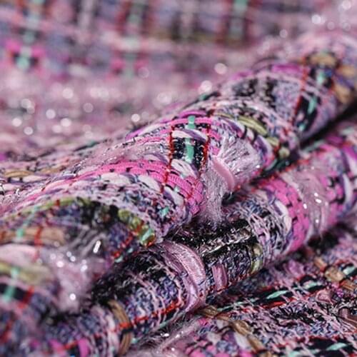155CM Wide 450G/M Weight Purple Tweed Knitted Polyamide & Acrylic & Cotton Fabric for Autumn Spring Dress Coat Jacket DE1171