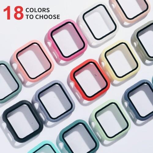 360 full Screen protector Bumper Frame matte hard Case for Apple watch series 6se 5 4 3 2 1 cover Tempered glass film for iwatch