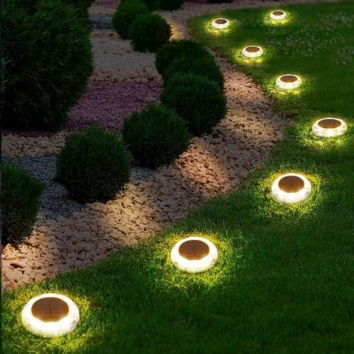 4pcs LED Solar Ground Lights Garden Waterproof Outdoor Solar Disk Light for Pathway Yard Walkway Patio Lawn Path Floor Led Lamps