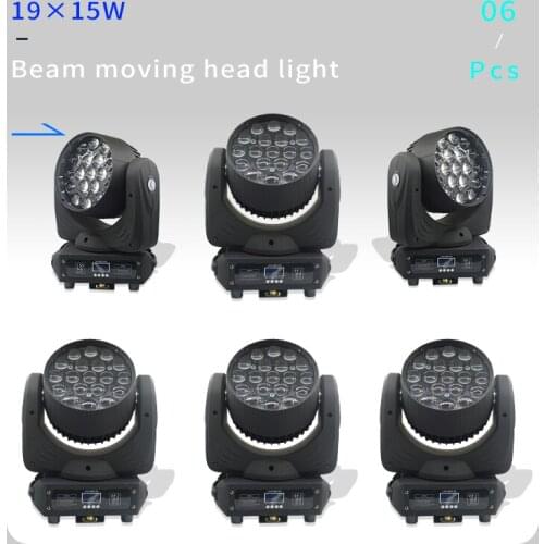 6pcs/lots 19x15w Led RGBW 4in1 Zoom Light Moving Head Light With Circle Control Function Party Wedding Show Stage Light