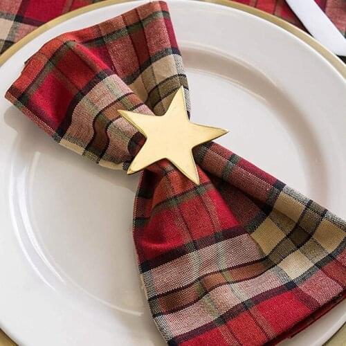 6 Pcs Five-Pointed Star Napkin Ring, Christmas Napkin Ring Suitable for Holiday Parties, Dinners, Wedding Receptions,Etc-ABUX