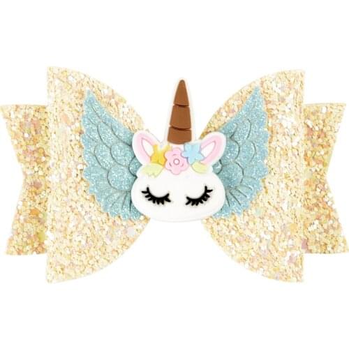 Hair Accessories Hair Bows for Girls Shiny Glitter Hair Clips 3'' Cute Elk Unicorn Hairpins Kids Princess Hair Accessory
