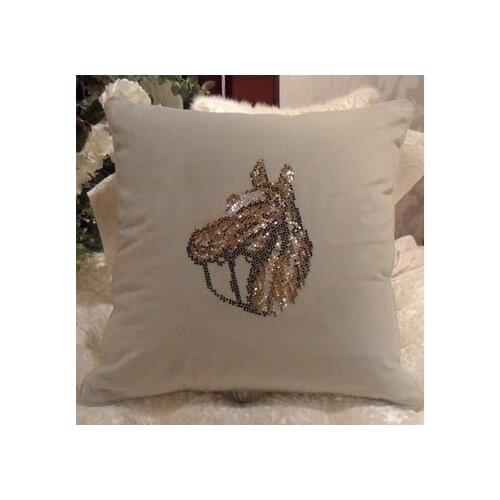 Pillow decor horse appliques design stone hot fix rhinestone motif iron on crystal transfer patches for shirt