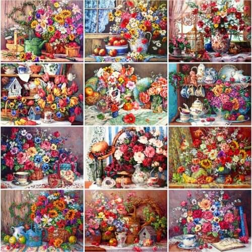 AZQSD 5D Diamond Painting Rose Cross Stitch Kits Diamond Embroidery Flower Mosaic Rhinestones Needlework Home Decor Gift