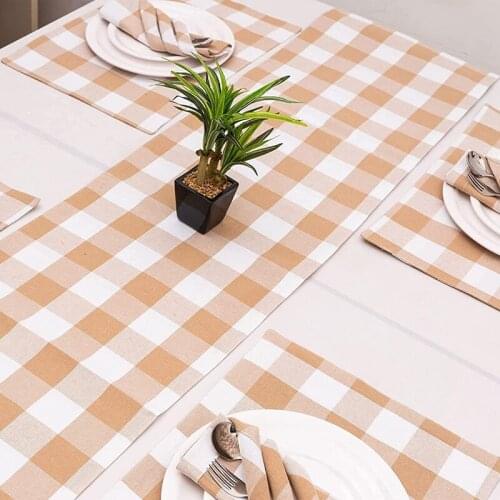 Buffalo Check Table Runner Beige Perfect for Table Decor, Gift Decor, Wedding Party, Restaurant 14 x 72 Inch
