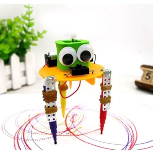 DIY Doodle Robot Drawing Children Science Experiment Toy Remote Control Robot Model Kit Electric Technology Small Inventions