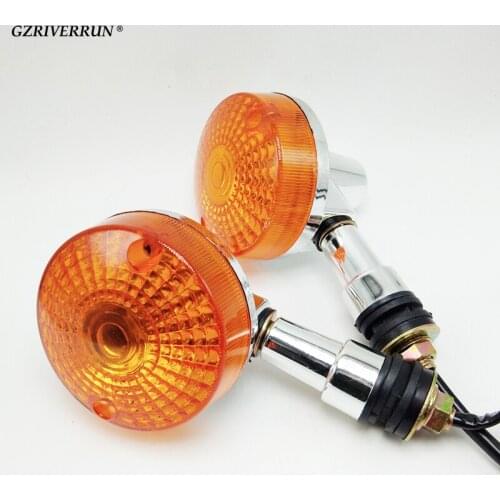 GZRIVERRUN Motorcycle Turn Signals Universal Amber Light Chrome Pair Round Indicator For KTM Harley Touring MT09