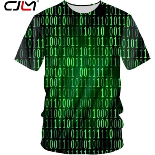 CJLM Man Funny New Short Sleeve Tshirt 3D Printed Technology code number O Neck T-shirt Green Harajuku Oversized 6XL