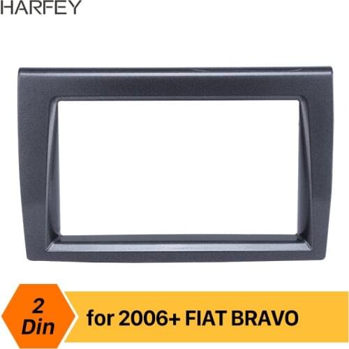 Harfey Refined 2 Din Car Radio Fascia DVD Player Frame for 2006+ FIAT BRAVO Audio Cover In Dash Mount Kit Panel Plate Cover Trim