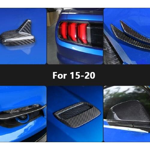 Carbon Fiber Car Rearview Mirror Shell Tail Box Board Fender Modification Decorative Suction Port for 15-20 Ford Mustang