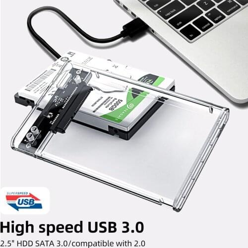USB3.0/Type C HDD Enclosure 2.5inch Serial Port SATA SSD Hard Drive Case Support 6TB transparent Mobile External HDD Case for PC