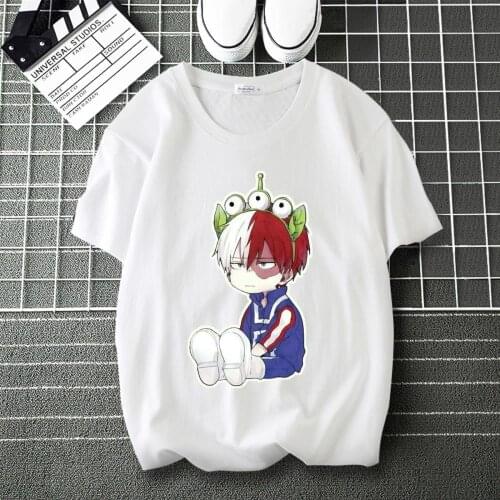 My Hero Academia Todoroki Shoto Graphics Printed summer T-Shirt Round Collar Short Sleeve Modal Shirt Shirts