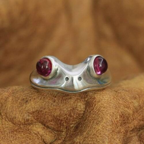 LINSION CZ Eyes 925 Sterling Charms Frog Ring Lovely Details Toad Ring TA266 US Size 5~10