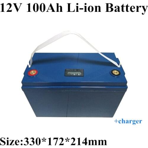 GTK waterproof LCD display rechargeable 12V 100Ah lithium ion battery with BMS for EV Boat solar system + 10A Charger