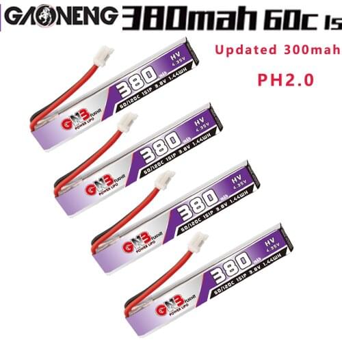 Gaoneng GNB 380mAh 1S 3.8V 60C PH2.0 Plug 4.35V Lipo Battery for UK65 US65 Happymodel Mobula7 Snapper BetaFPV 65S Drone