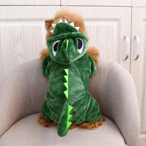 Cute Dinosaur Pet Dog Clothes Fleece Four-legs Hoodies Outfit For Small Dogs Puppy Teddy Coats Jackets Jumsuit Winter Costume