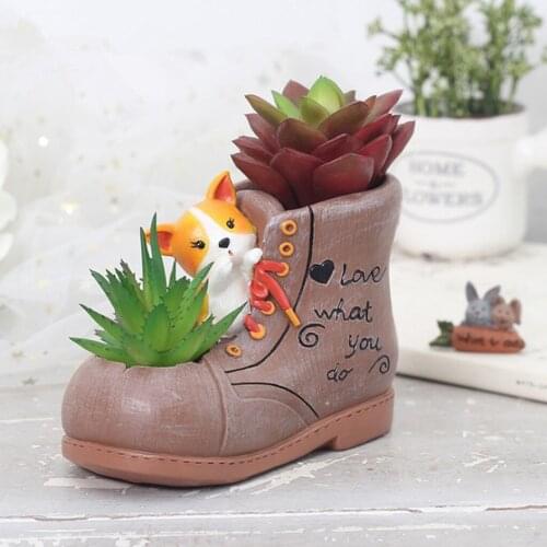 Cartoon Lovely Fairy Tale Dog Flowerpot Resin Crafts Micro Landscape Succulent Plants Tabletop Ornamental Potted Ornaments