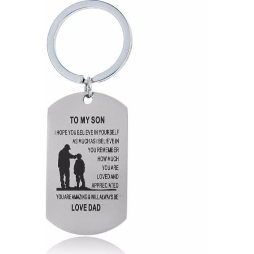 Hope You Believe In Yourself Military Keychain Dad Daddy Love Son Keyring Boy Family Stainless Steel Birthday Xmas Gift Jewelry