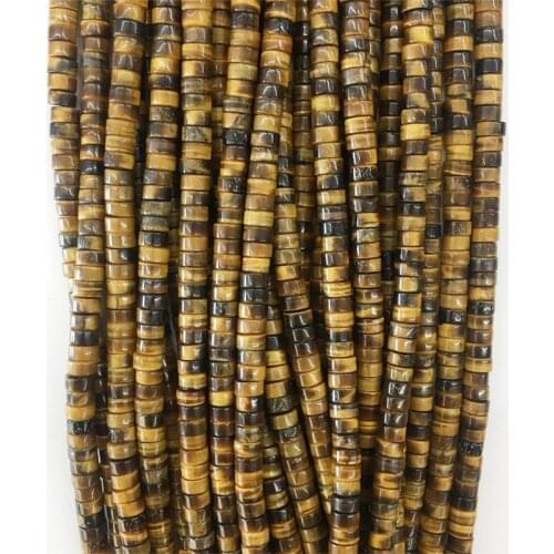 A Grade Natural Yellow Tiger Eye Stone Loose Wheel Heishi Beads 2x4/3*6MM Disc Flat Round Chip Disk for Jewellery Making DIY