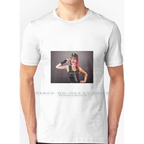 German Latex Police / Military Woman T Shirt 100% Pure Cotton Woman In Police Latex Costume Femdom Dominatrix Mistress Chastity