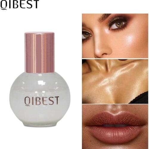 QIBEST Newest Liquid Highlighter Bronzer Illuminating Face Shimmer Brighten Glow Highlighter Contouring Makeup Primer Cosmetics