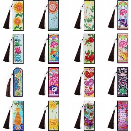 New DIY Special Shaped Diamond Painting Bookmarks Diamond Embroidery Cross Stitch Tassel Bookmarks Books Gift Diamond Mosaic
