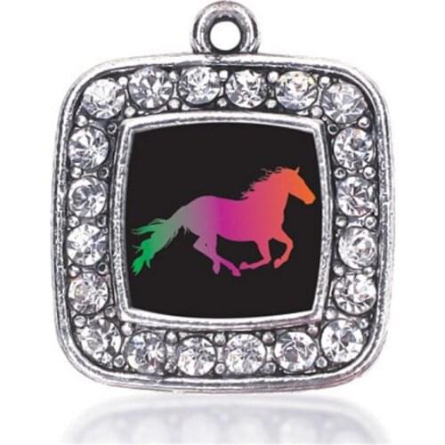 HORSE LOVERS SQUARE CHARM silver plated jewelry