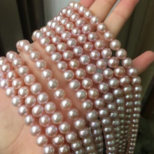 Freshwater Pearl Necklace Round Shape with Size 8-9mm Pearls Perfect Luster for DIY Jewelry Loose Pearl Strands
