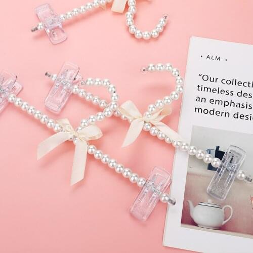 Plastic Pearl Bow Pants Trousers Skirt Hanger Clothes Hanger Clothes Hanger Plastic Pearl Home Closet Clothes Dress Storage Rack