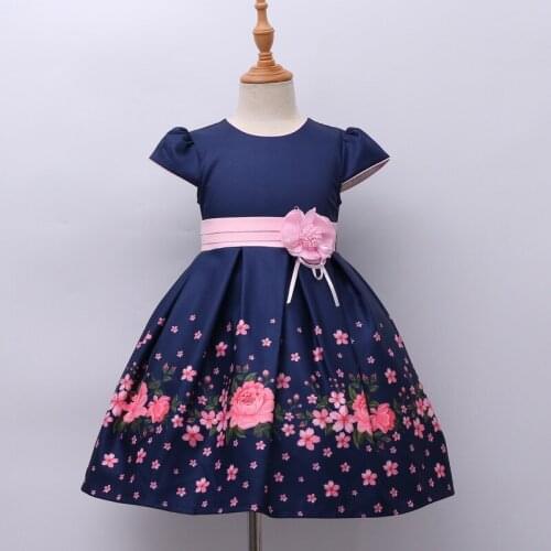 Girls dress 2021 summer new bow childrens skirt puff sleeve printed princess dress dress toddler girl christmas outfits