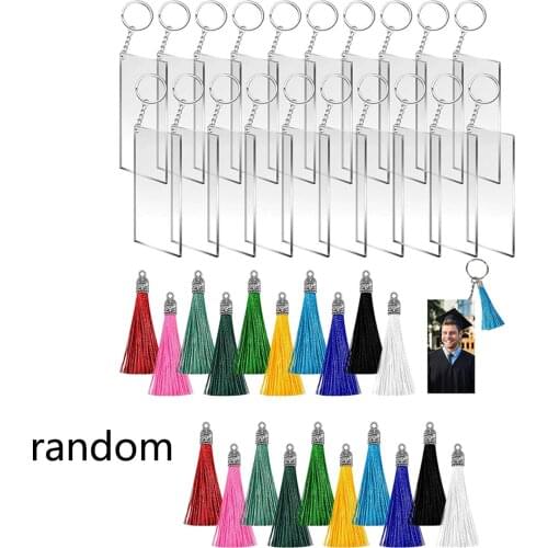 Tassels Charms Blanks Pendants w/ Key Chain Rings for Vinyl DIY Key Rings Craft Supplies