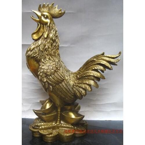 Poly Xiangge lucky light copper copper gold ornaments Fu Chicken Rooster Rooster defends the town house Feng Shuiroom Art