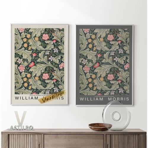 William Morris Exhibition Museum Poster Botanical Fabric Prints Wall Art Nouveau Crafts Movement Retro Decorate Canvas Painting