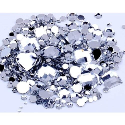Mix Sizes 1000pcs crystal Clear Round Acrylic Loose Flatback Rhinestone Nail Art Crystal Stones For Wedding Clothing Decorations