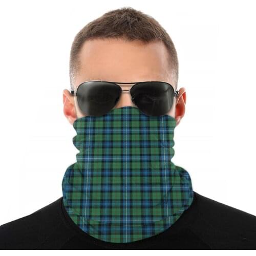 Scottish Plaid Green Magic Scarf Neck Face Mask Unisex Halloween Tube Mask Tubular Bandana Windproof Headwear Outdoor Hiking