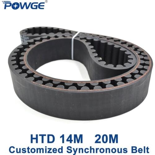 POWGE Arc Teeth HTD 14M 20M Synchronous Belt Pitch 14mm 20mm Customized production all kinds of HTD14M HTD20M Timing Belt pulley