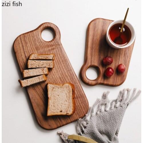 Modern Black Walnut Chopping Board Western Steak Bread Plate Wooden Cutlery Set Fruit Cutting Board Kitchen Utensils Decoration
