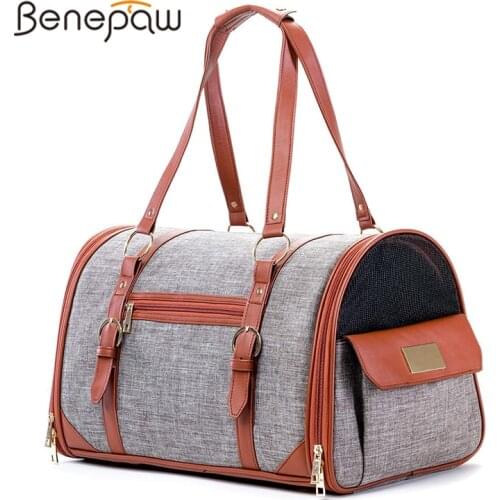 Benepaw Premium Dog Carrier Waterproof Pocket Safe Leash Breathable Pet Carrying Bag For Small Dogs Comfortable Puppy Travel