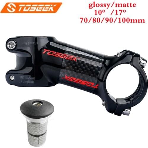 Ultralight Bike Stem 17degree 10degree Bike Stem 70/80/90/100mm Carbon Bicycle Handlebar Stems with Headset Top Cap MTB Parts