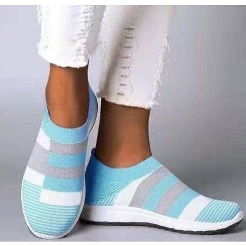 Spring Womens Mesh Sneakers Women Shoes Causal Vulcanized Woman Fashion Knitted Flat Ladies Slip On Comfort Female Plus Size