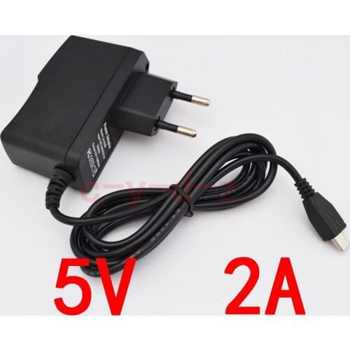 100PCS High quality 5V 2A V8 EU plug Micro USB Charger Charging Adapter Power Supply Flat Plug For Raspberry Pi