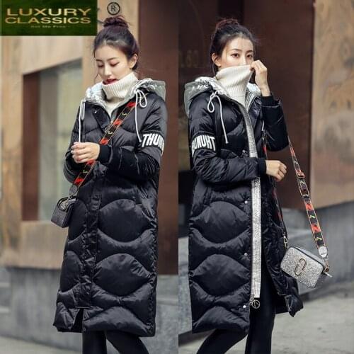 2021 Womens Winter Down Jackets Korean Coat Female Hooded 90% White Duck Down Jackets Warm Parkas Woman Abrigo Mujer 48