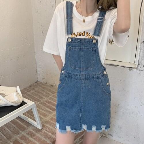 Pockets Vintage Camisole Pullovers Denim Dress 2021 Summer New Solid Korean Denim Strap Sleeveless Mini Dress Women 1930E