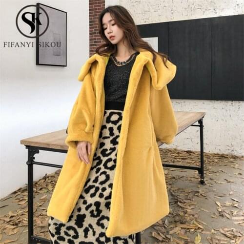 Winter Women Faux Mink Fur Coat Luxury Long Fur Coat Fashion Doll collar Loose Faux Fur Jacket Women Thick Warm Plush Coats