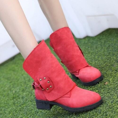 2021 dollars in winter head high with thick with foreign trade flanging belt buckle two wear short boots boots of big yards yujk