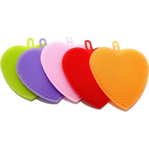 100pcs/lot Household Cleaning Tool Heart Shape Silicone Brush Wash Bowl Soft brushes